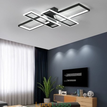 Lampada da soffitto a 4 luci con montaggio a filo, moderna, geometrica, lineare, decorativa Lampada da soffitto a 4 luci con montaggio a filo, moderna, geometrica, lineare, decorativa