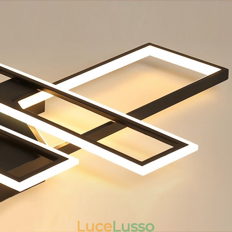 Lampada da soffitto a 4 luci con montaggio a filo, moderna, geometrica, lineare, decorativa