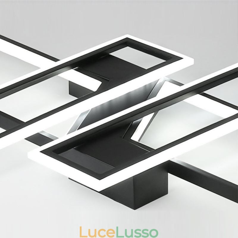 Lampada da soffitto a 4 luci con montaggio a filo, moderna, geometrica, lineare, decorativa