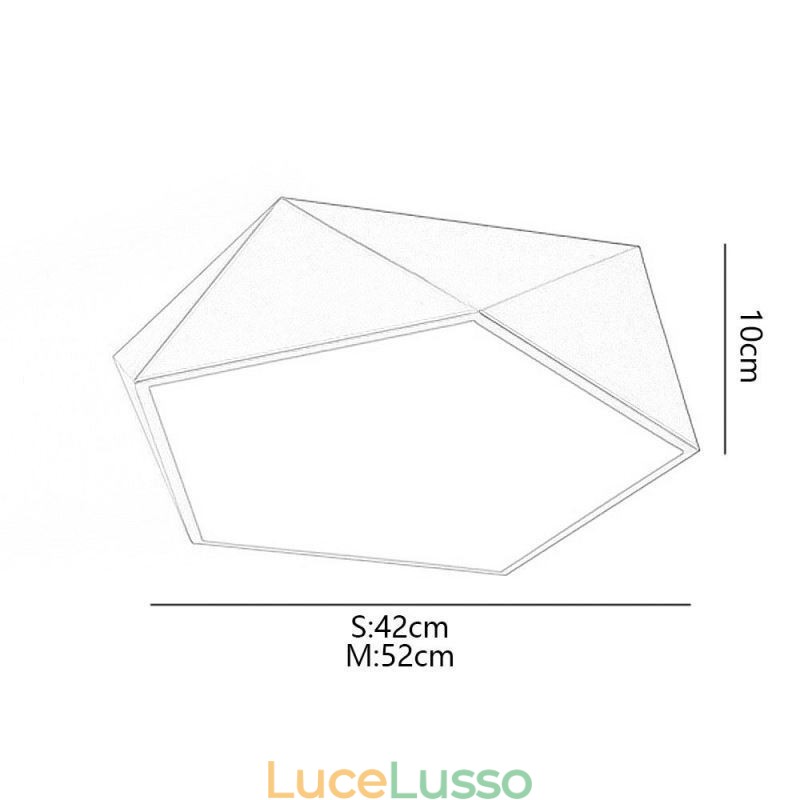 Plafoniera in acrilico con montaggio a filo geometrico dorato