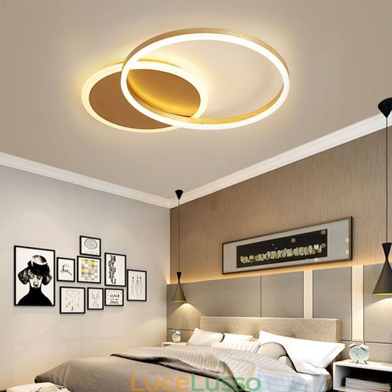 Moderna plafoniera rotonda a filo in oro