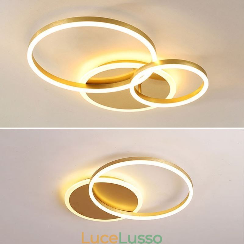 Moderna plafoniera rotonda a filo in oro