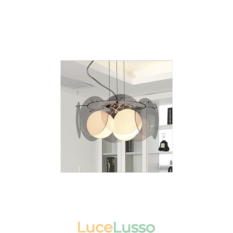 offerte Milano Semplice Moda Stile Lampadario Luce Lampadario Vetro Grigio Fumo