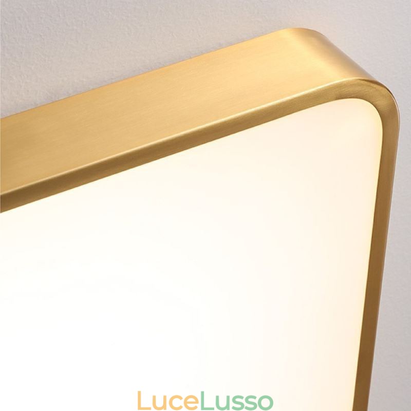 Plafoniera quadrata in acrilico minimalista da montare a filo, in oro