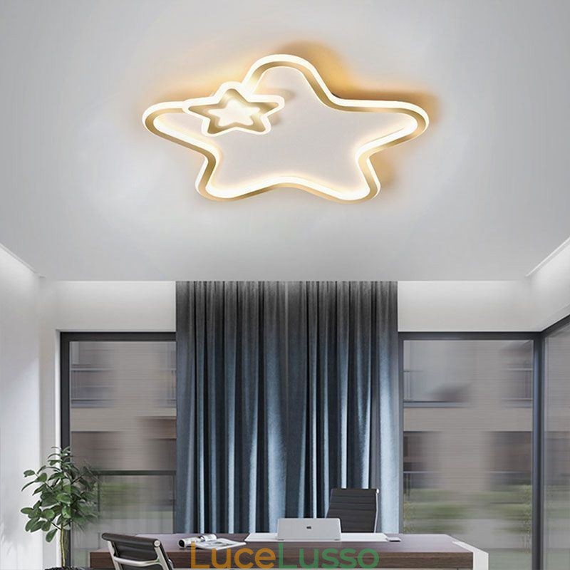 Lampada da soffitto a forma di stella dorata con montaggio a filo Creative Star