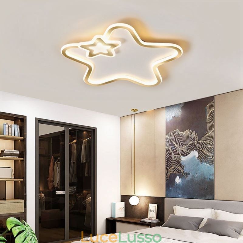 Lampada da soffitto a forma di stella dorata con montaggio a filo Creative Star
