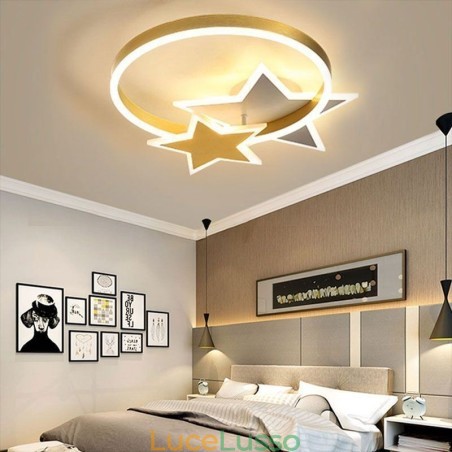 Lampada da soffitto a filo con stella in acrilico con doppia stella Lampada da soffitto a filo con stella in acrilico con doppia stella