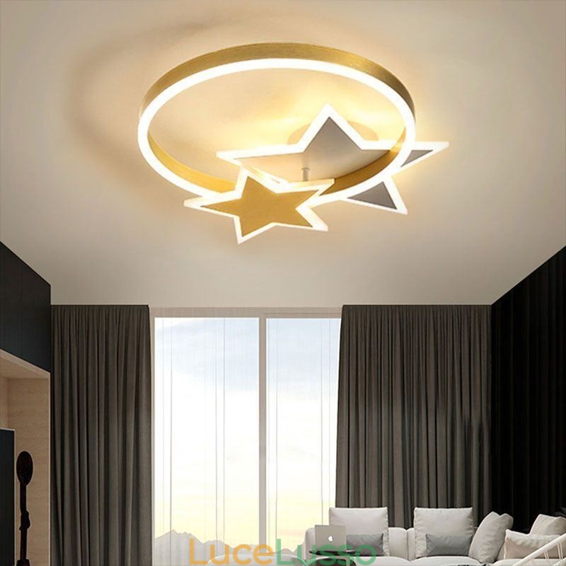 Lampada da soffitto a filo con stella in acrilico con doppia stella