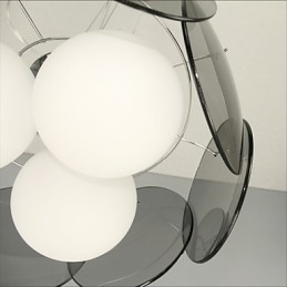 offerte Milano Semplice Moda Stile Lampadario Luce Lampadario Vetro Grigio Fumo