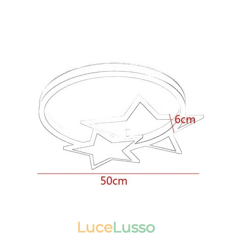 Lampada da soffitto a filo con stella in acrilico con doppia stella