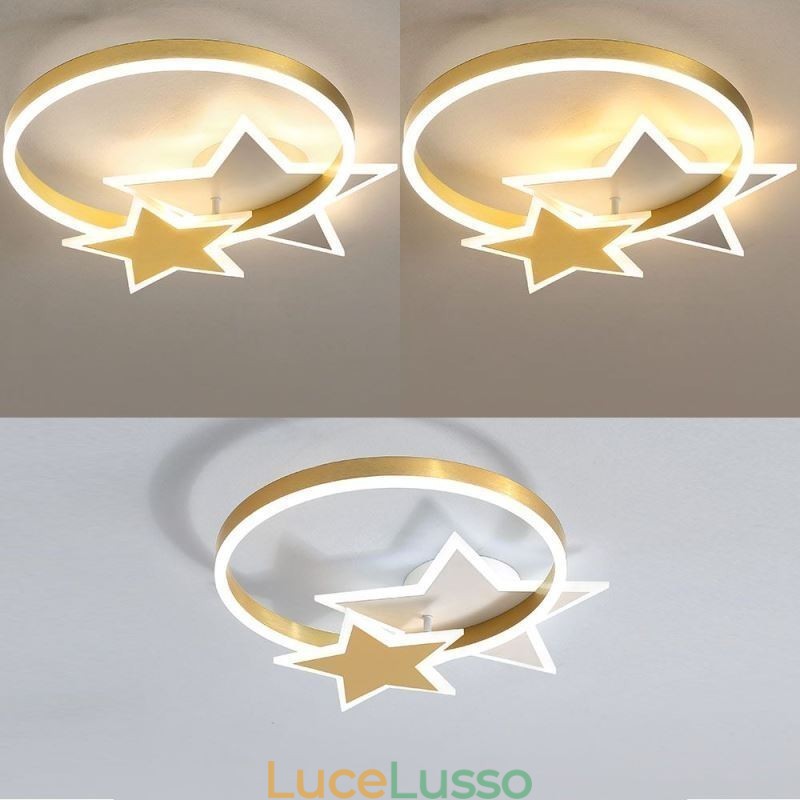Lampada da soffitto a filo con stella in acrilico con doppia stella