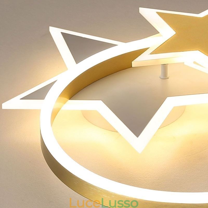 Lampada da soffitto a filo con stella in acrilico con doppia stella