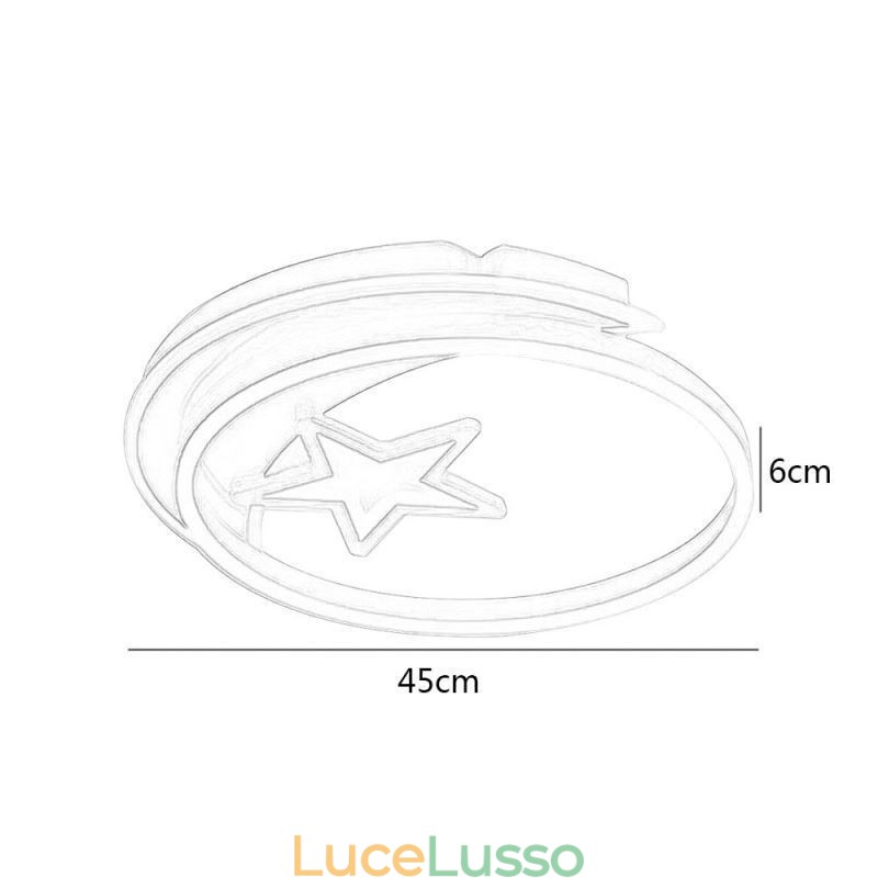 Lampada da soffitto a filo Moon Star in acrilico dorato