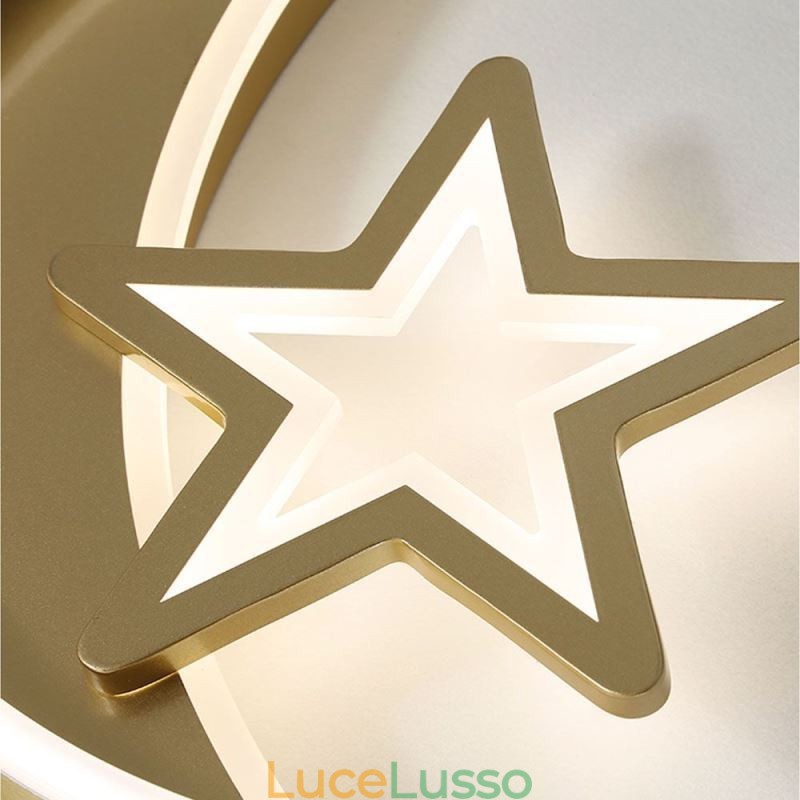 Lampada da soffitto a filo Moon Star in acrilico dorato