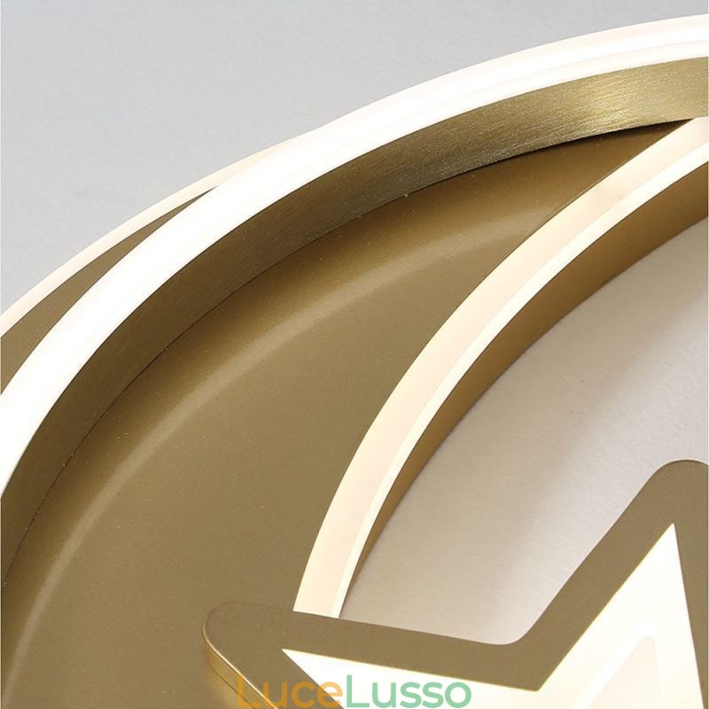 Lampada da soffitto a filo Moon Star in acrilico dorato