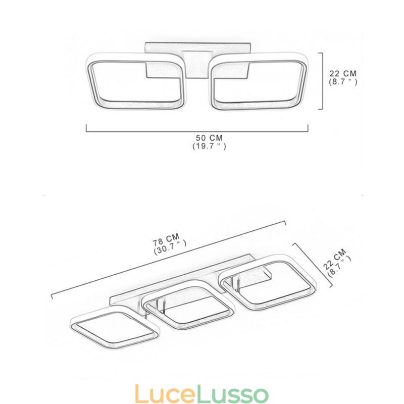 Plafoniera moderna minimalista con cornice quadrata in acrilico da montare a filo