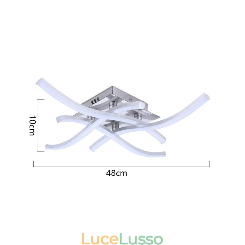 Moderna semplice plafoniera a forma di onda in acrilico a 4 luci da montare a filo