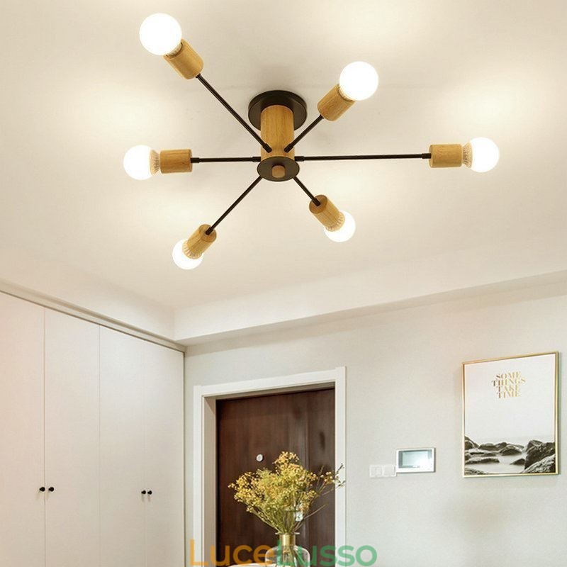 Lampadario moderno a filo con rami di legno Magic Beans