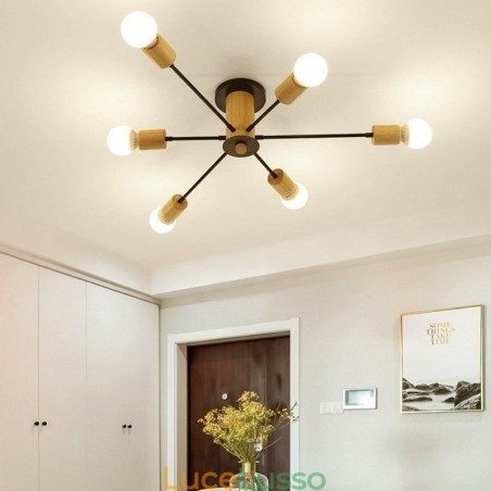 Lampadario moderno a filo con rami di legno Magic Beans Lampadario moderno a filo con rami di legno Magic Beans