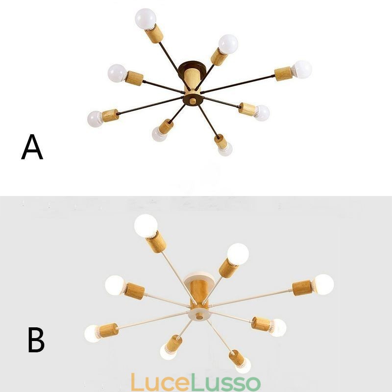 Lampadario moderno a filo con rami di legno Magic Beans