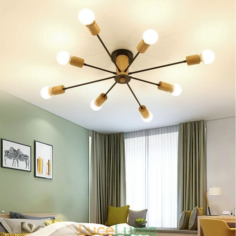 Lampadario moderno a filo con rami di legno Magic Beans