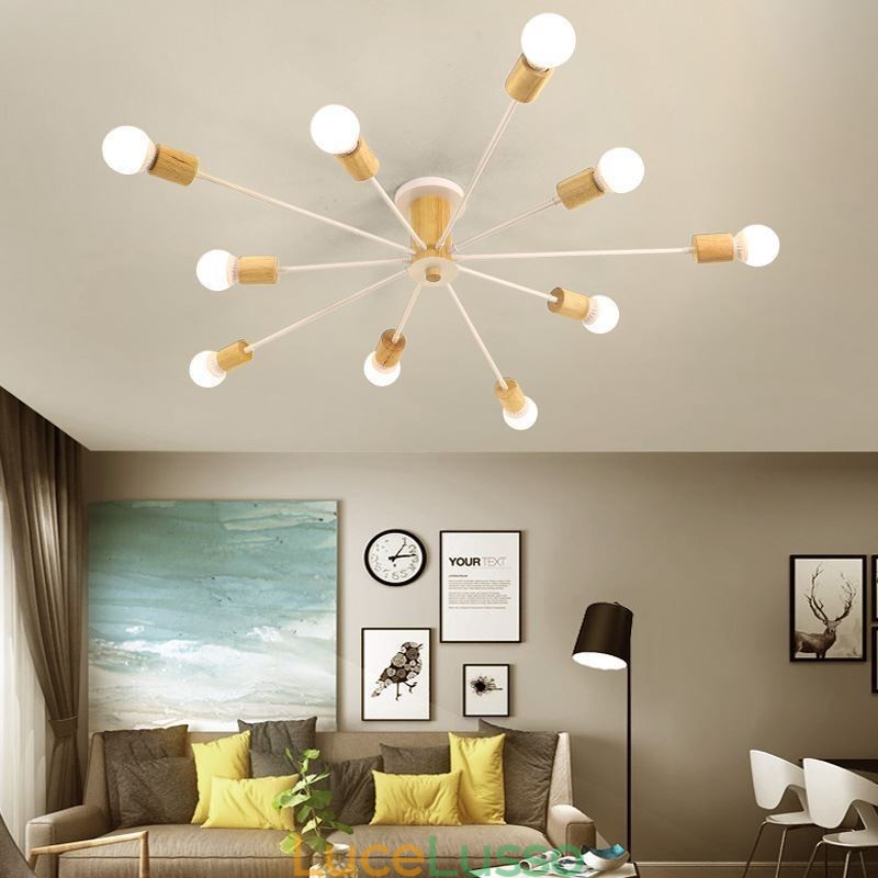 Lampadario moderno a filo con rami di legno Magic Beans