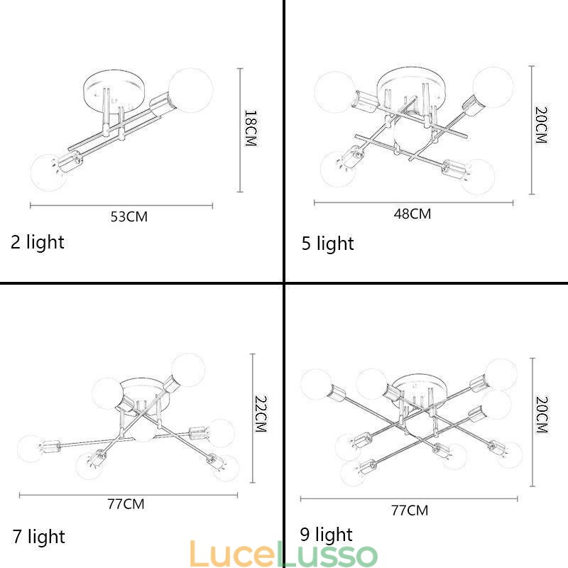 Semplice lampada da soffitto a filo con incrocio Magic Beans