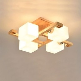 Lampada da soffitto a filo nordica creativa in legno massello caldo
