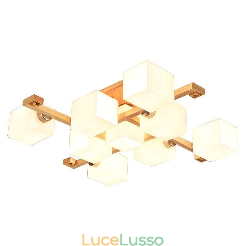Lampada da soffitto a filo nordica creativa in legno massello caldo