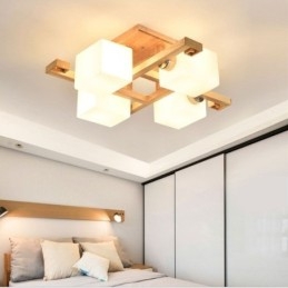Lampada da soffitto a filo nordica creativa in legno massello caldo