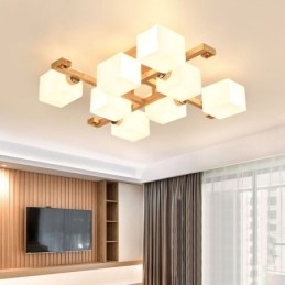 Lampada da soffitto a filo nordica creativa in legno massello caldo