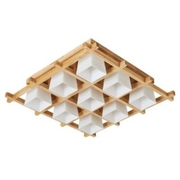 Lampada da soffitto a filo con griglia quadrata nordica in legno di gomma