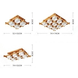 Lampada da soffitto a filo con griglia quadrata nordica in legno di gomma