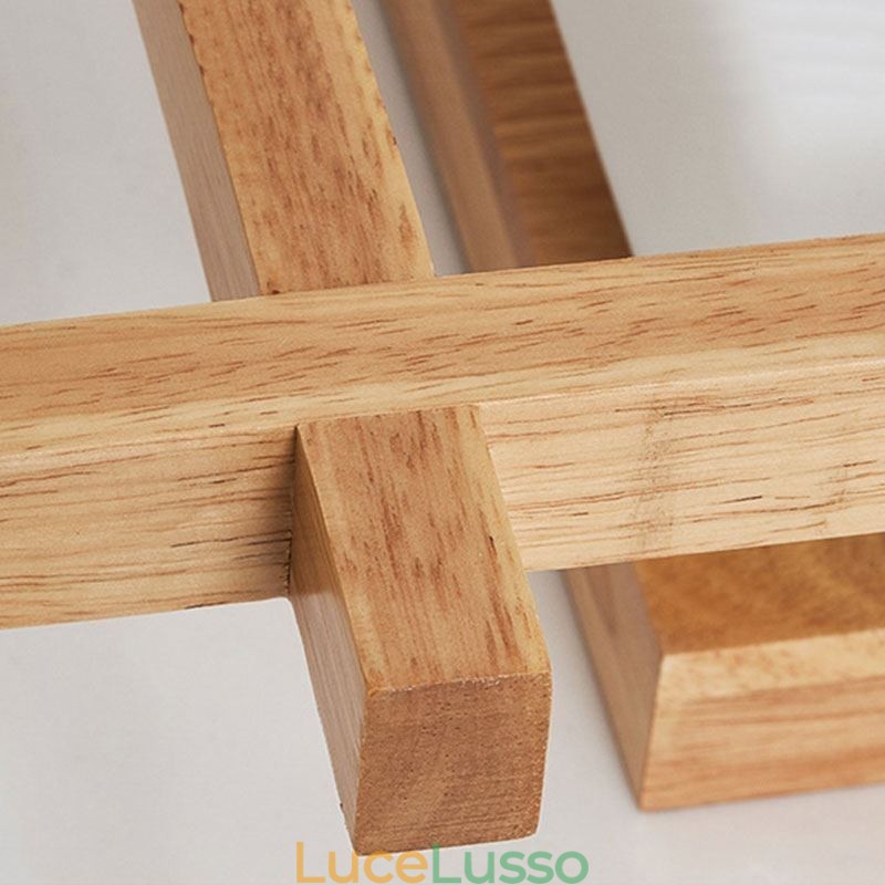 Lampada da soffitto a filo con griglia quadrata nordica in legno di gomma