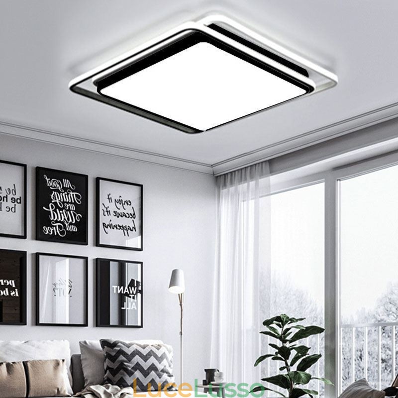 Lampada da soffitto moderna semplice da montare a filo con cornice quadrata geometrica