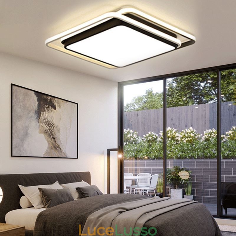 Lampada da soffitto moderna semplice da montare a filo con cornice quadrata geometrica
