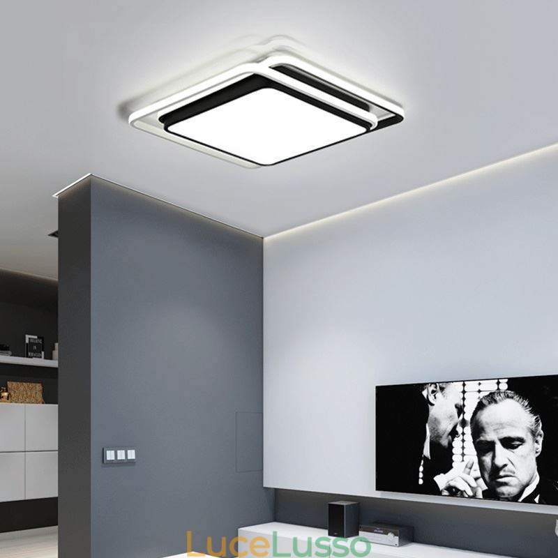 Lampada da soffitto moderna semplice da montare a filo con cornice quadrata geometrica