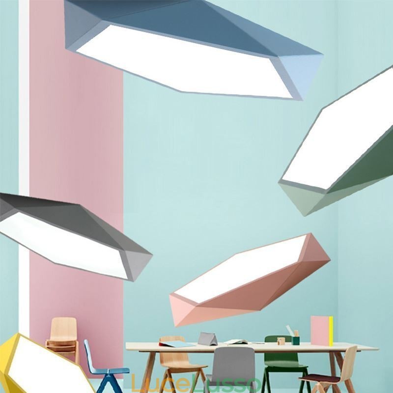 Moderna plafoniera a filo con design a diamante, ultra sottile, per illuminazione domestica