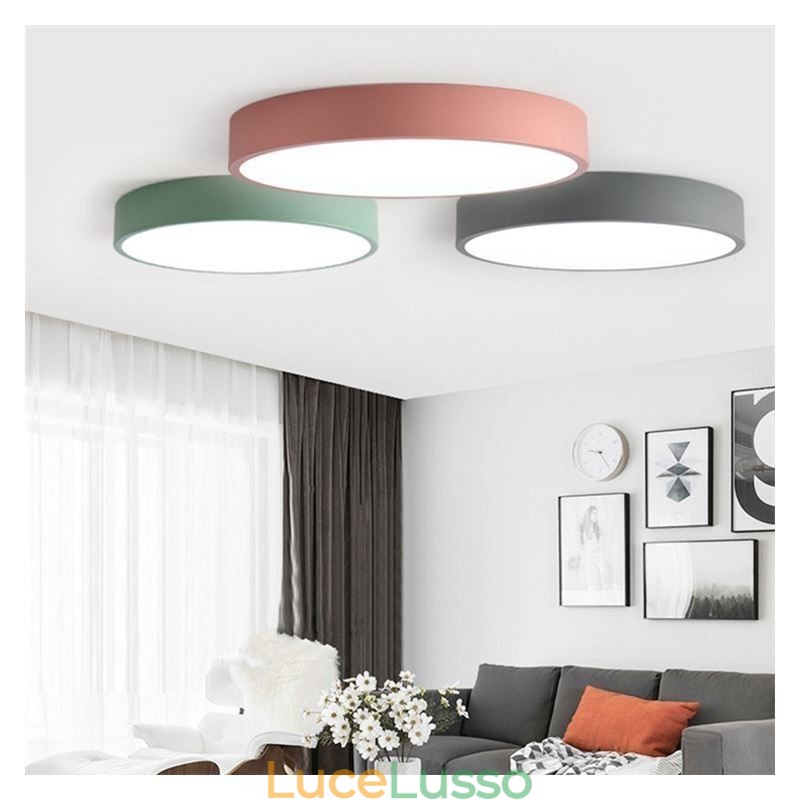 Lampada da soffitto ultra sottile da montare a filo contemporanea, lampada rotonda