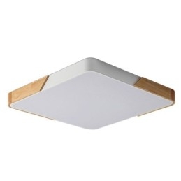 Semplice plafoniera con struttura in legno a filo, lampada dal design super sottile, luce a sospensione