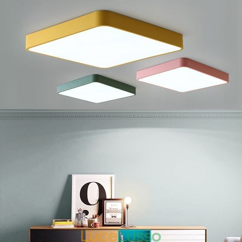 Lampada da soffitto a risparmio energetico con luce quadrata sottile da montare a filo