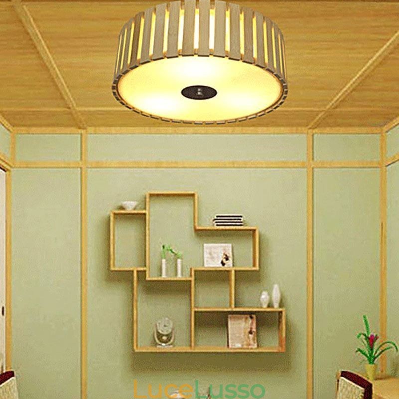 Grande lampada da soffitto creativa cinese a filo in bambù per bambini