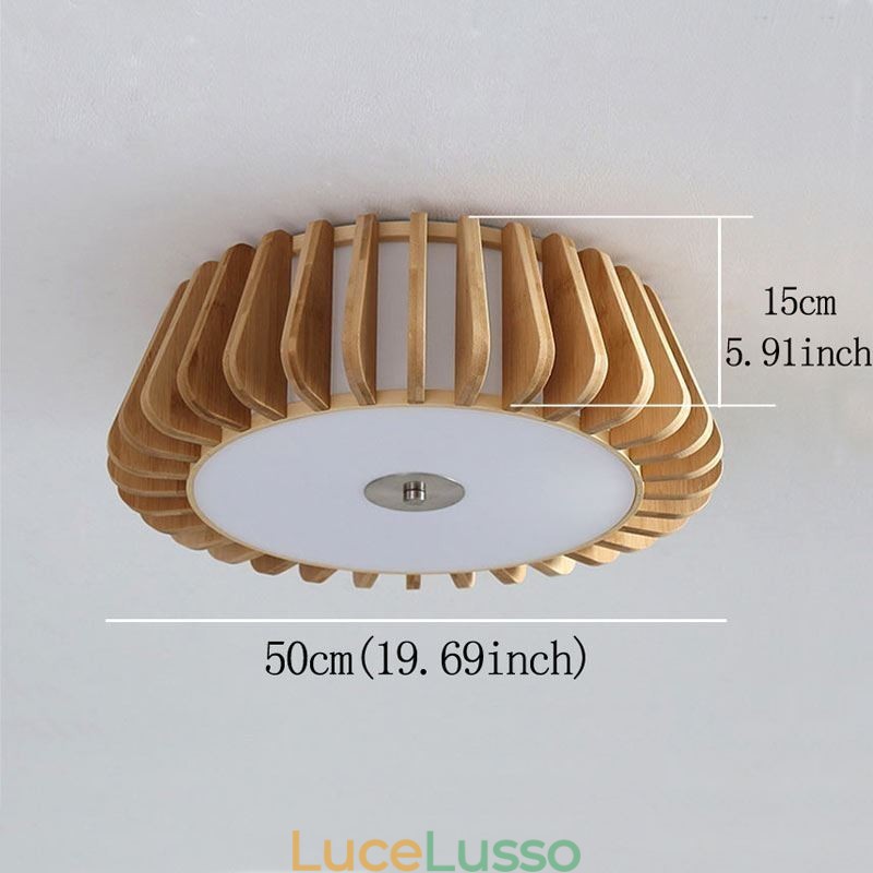 Illuminazione da soffitto creativa in bambù con montaggio a filo rotonda nordica