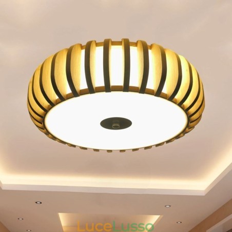 Illuminazione da soffitto a forma di zucca in bambù rurale da montare a filo Illuminazione da soffitto a forma di zucca in bambù rurale da montare a filo