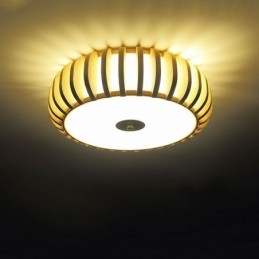 Illuminazione da soffitto a forma di zucca in bambù rurale da montare a filo