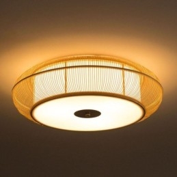 Lampada da soffitto rotonda giapponese creativa con montaggio a filo in bambù speciale cinese
