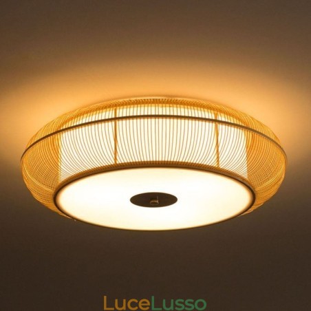 Lampada da soffitto rotonda giapponese creativa con montaggio a filo in bambù speciale cinese Lampada da soffitto rotonda giapponese creativa con montaggio a filo in bambù speciale cinese