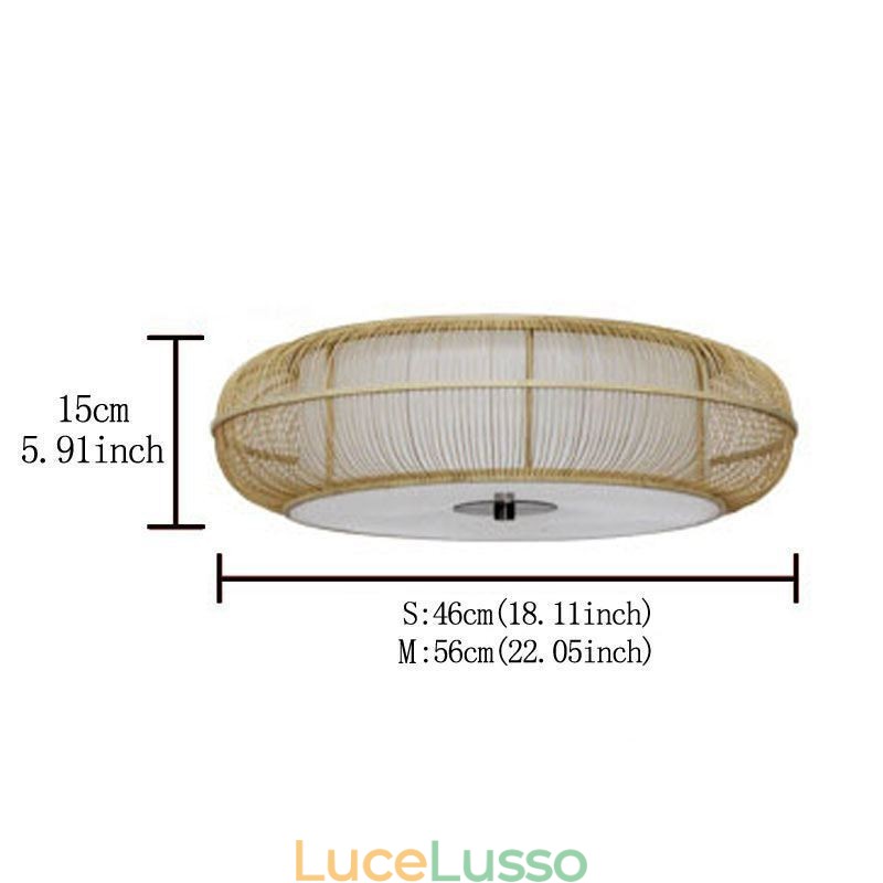 Lampada da soffitto rotonda giapponese creativa con montaggio a filo in bambù speciale cinese