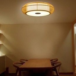 Lampada da soffitto rotonda giapponese creativa con montaggio a filo in bambù speciale cinese