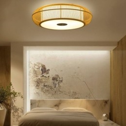 Lampada da soffitto rotonda giapponese creativa con montaggio a filo in bambù speciale cinese